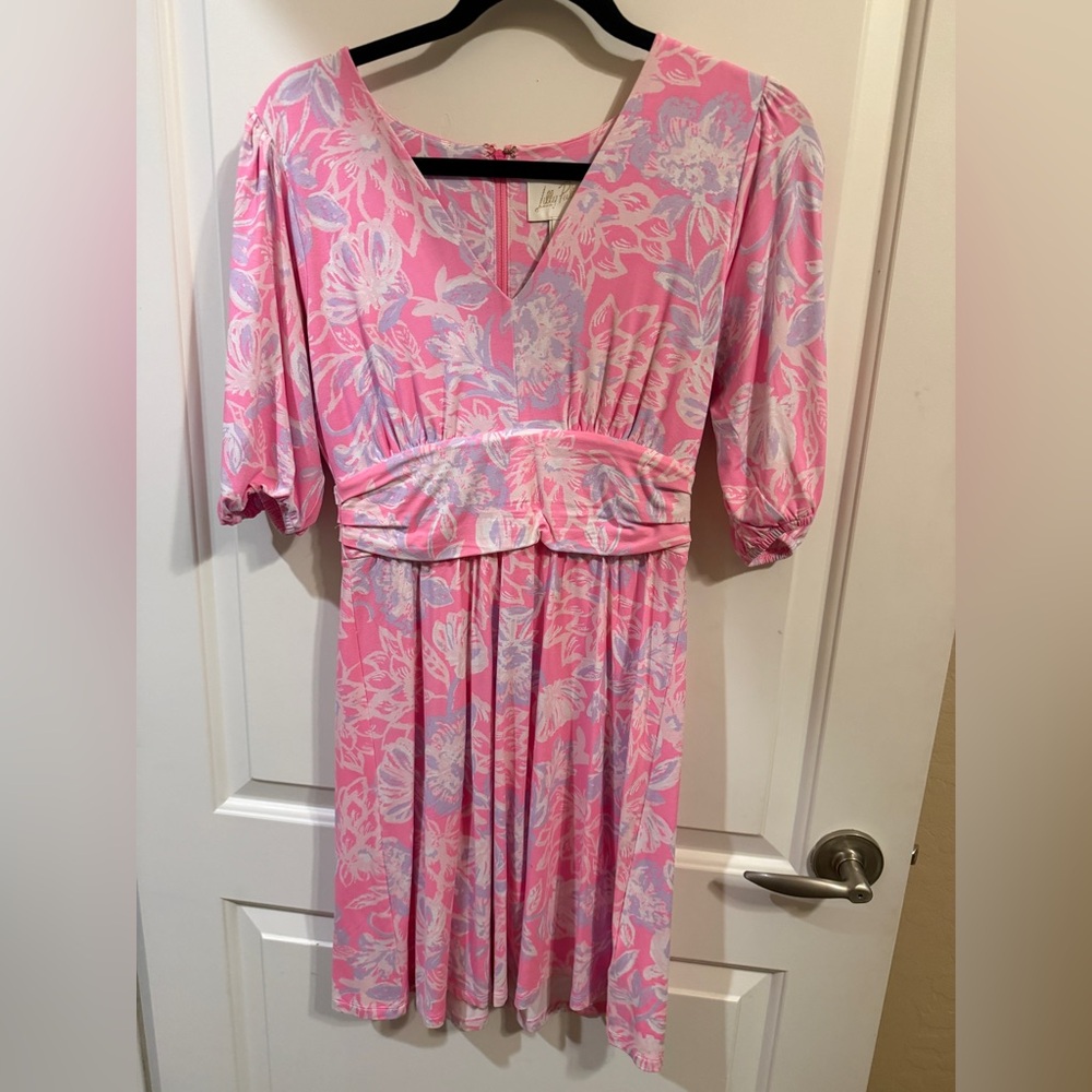 Lilly Pulitzer Pink and Lavender Floral Midi Dress